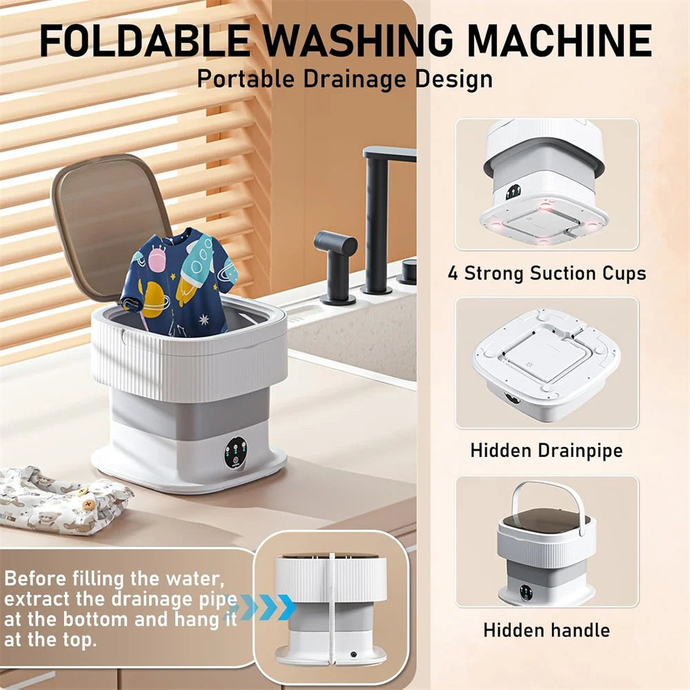 Portable Folding Washing Machine 11L with 60W Motor & Spin Dryer